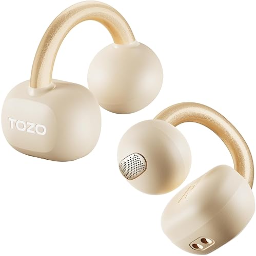 TOZO OPENEARRING OPEN-EAR WIRELESS EARBUDS, 40H PLAY, BLUETOOTH 5.4, CLIP-ON SPORTS HEADPHONES, KHAK