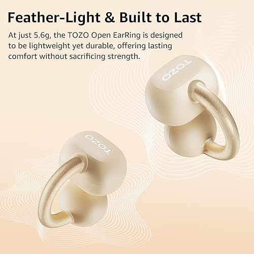 TOZO OPENEARRING OPEN-EAR WIRELESS EARBUDS, 40H PLAY, BLUETOOTH 5.4, CLIP-ON SPORTS HEADPHONES, KHAK