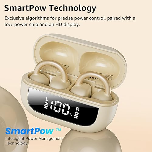 TOZO OPENEARRING OPEN-EAR WIRELESS EARBUDS, 40H PLAY, BLUETOOTH 5.4, CLIP-ON SPORTS HEADPHONES, KHAK