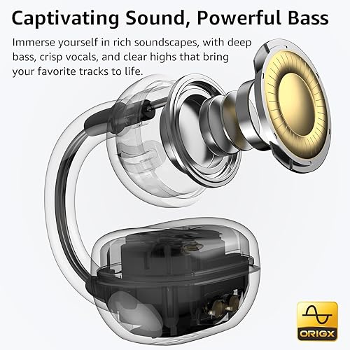 TOZO OPENEARRING OPEN-EAR WIRELESS EARBUDS, 40H PLAY, BLUETOOTH 5.4, CLIP-ON SPORTS HEADPHONES, KHAK