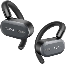 TOZO O2 OPEN EAR WIRELESS HEADPHONES, BLUETOOTH 5.3, LIGHTWEIGHT, DUAL-AXIS, CLEAR CALLS, BLACK