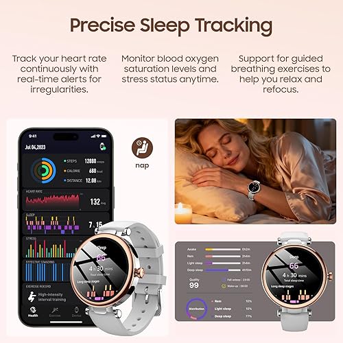 TOZO S8 AMOLED SMART WATCH FOR WOMEN, 1.32 HD FITNESS TRACKER, SLEEP MONITOR, BLUETOOTH CALLS