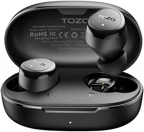 TOZO WIRELESS EARBUDS BLUETOOTH 5.3, WATERPROOF, 30H PLAYTIME, BUILT-IN MIC, 32 EQ, STEREO SOUND