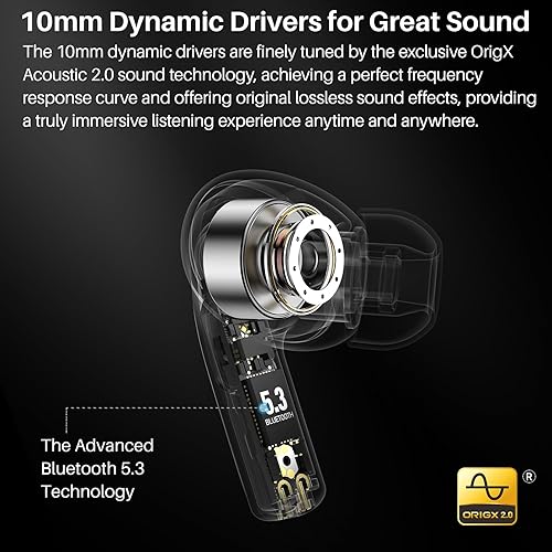 TOZO T20 WIRELESS EARBUDS BLUETOOTH HEADPHONES, 48.5H PLAYTIME, IPX8, NOISE CANCELLING, LED DISPLAY