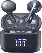 TOZO T21 BLUETOOTH 5.3 WIRELESS EARBUDS, NOISE CANCELLING, IPX8, 44H, LED DISPLAY, BLUE