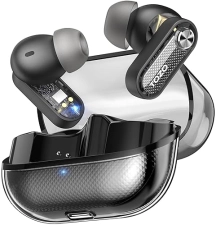 TOZO CRYSTAL PODS ANC WIRELESS EARBUDS, BLUETOOTH 5.4, DEEP BASS, 4 MICS, 32 EQ, CRYSTAL CASE