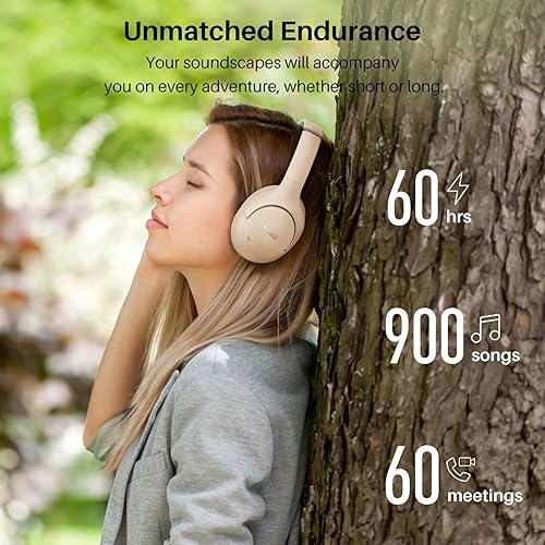 TOZO HT2 WIRELESS BLUETOOTH HEADPHONES, HYBRID ANC, 60H PLAYTIME, HI-RES AUDIO, KHAKI