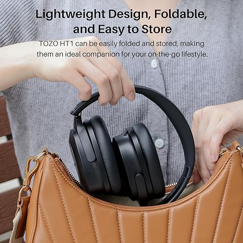 TOZO HYBRID ANC WIRELESS HEADPHONES, BLUETOOTH OVER-EAR HEADSET, 40H, HI-RES AUDIO, DEEP BASS, BLACK