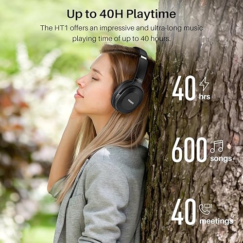TOZO HYBRID ANC WIRELESS HEADPHONES, BLUETOOTH OVER-EAR HEADSET, 40H, HI-RES AUDIO, DEEP BASS, BLACK