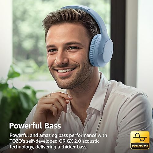TOZO HA1 BLUETOOTH 5.4 OVER-EAR HEADPHONES, 70H PLAYTIME, DEEP BASS, FOLDABLE, WIRELESS, MIC