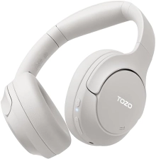 TOZO HT2 WIRELESS OVER-EAR HEADPHONES, HYBRID ANC, 60H, HI-RES AUDIO, DEEP BASS, WHITE