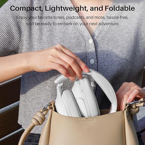 TOZO HT2 WIRELESS OVER-EAR HEADPHONES, HYBRID ANC, 60H, HI-RES AUDIO, DEEP BASS, WHITE