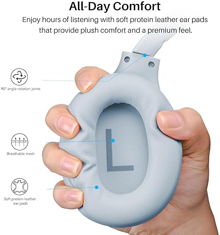 TOZO HT3 WIRELESS NOISE CANCELLING HEADPHONES, 90H PLAYTIME, BLUETOOTH, 5 MICS, USB-C, 32 EQ MODES