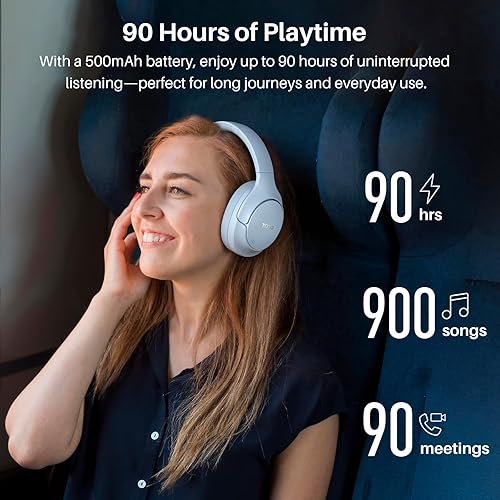 TOZO HT3 WIRELESS NOISE CANCELLING HEADPHONES, 90H PLAYTIME, BLUETOOTH, 5 MICS, USB-C, 32 EQ MODES