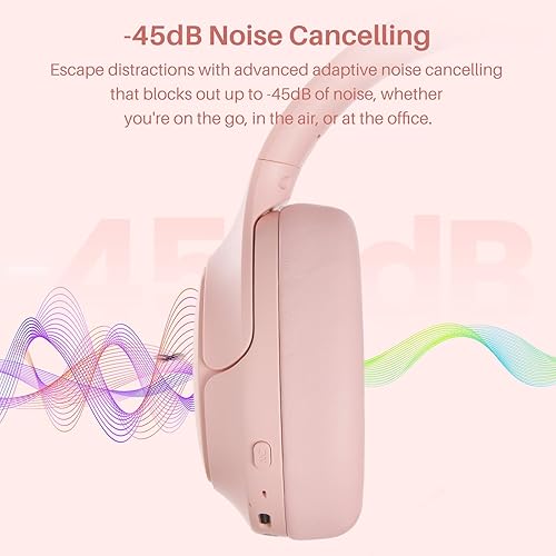 TOZO HT3 WIRELESS OVER-EAR HEADPHONES, HYBRID NOISE CANCELLING, 90H PLAYTIME, SPATIAL AUDIO, 5 MICS