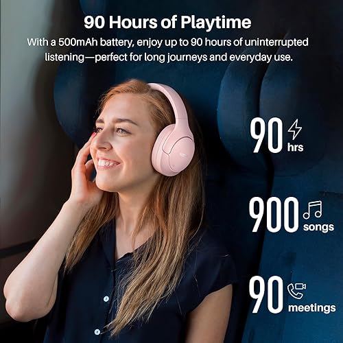 TOZO HT3 WIRELESS OVER-EAR HEADPHONES, HYBRID NOISE CANCELLING, 90H PLAYTIME, SPATIAL AUDIO, 5 MICS