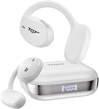 TOZO OPENEGO OPEN-EAR BLUETOOTH 5.3 SPORT EARBUDS, 80H PLAY, EARHOOKS, 32 EQ, DUAL MIC, WHITE