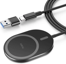 TOZO 2025 MAGNETIC WIRELESS CHARGER USB-C FAST CHARGING PAD FOR IPHONE 16 15 14, BLACK