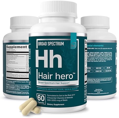 ESSENTIAL ELEMENTS  HAIR HERO HAIR VITAMINS FOR MEN WITH 5000 MCG BIOTIN ESSENTIAL ELEMENTS, 60 CAPSULES, 30 SERVINGS