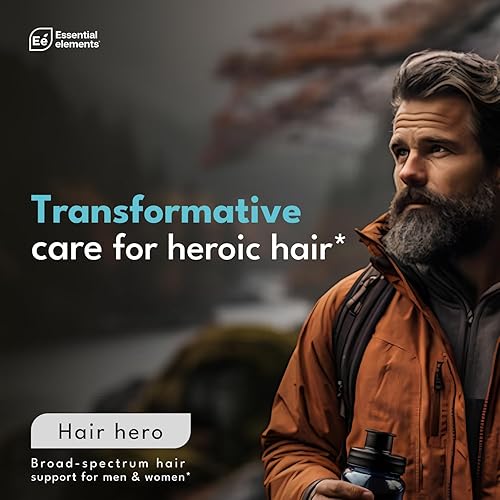 ESSENTIAL ELEMENTS  HAIR HERO HAIR VITAMINS FOR MEN WITH 5000 MCG BIOTIN ESSENTIAL ELEMENTS, 60 CAPSULES, 30 SERVINGS
