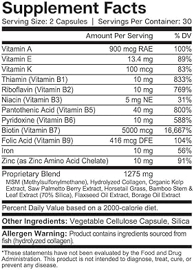 ESSENTIAL ELEMENTS  HAIR HERO HAIR VITAMINS FOR MEN WITH 5000 MCG BIOTIN ESSENTIAL ELEMENTS, 60 CAPSULES, 30 SERVINGS