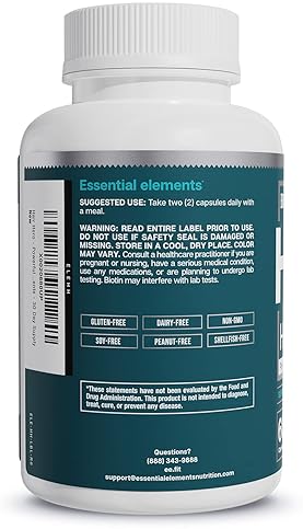 ESSENTIAL ELEMENTS  HAIR HERO HAIR VITAMINS FOR MEN WITH 5000 MCG BIOTIN ESSENTIAL ELEMENTS, 60 CAPSULES, 30 SERVINGS