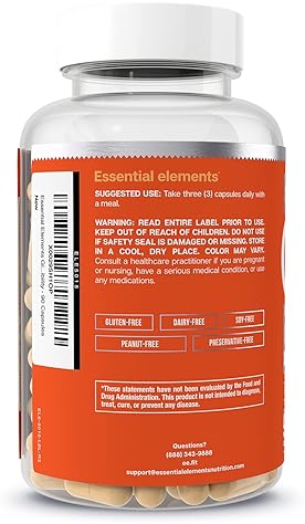 ESSENTIAL ELEMENTS  GLUCOSAMINE CHONDROITIN MSM BOSWELLIA HYALURONIC ACID JOINT SUPPORT SUPPLEMENT 90 CAPSULES