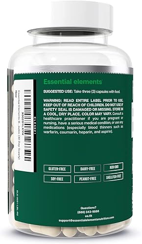 ESSENTIAL ELEMENTS  BONE BOOST SUPPLEMENT WITH CALCIUM, D3, K2, CISSUS BONE STRENGTH SUPPORT, 180 CAPS, 2-PACK