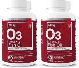 ESSENTIAL ELEMENTS  OMEGA-3 FISH OIL SUPPLEMENT WITH EPA DHA HEART, BRAIN IMMUNE SUPPORT 120 SOFTGELS, 2-PACK