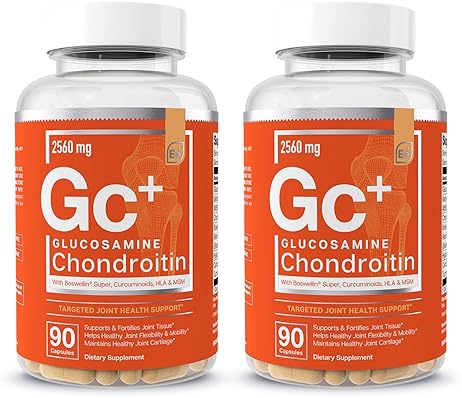 ESSENTIAL ELEMENTS  GLUCOSAMINE CHONDROITIN MSM BOSWELLIA HYALURONIC ACID JOINT SUPPORT SUPPLEMENT 180 CAPS, 2-PACK
