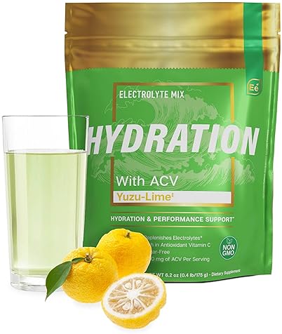 ESSENTIAL ELEMENTS SUGAR-FREE ELECTROLYTE POWDER PACKETS, YUZU LIME, 25 STICKS, ACV VITAMIN C