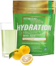 ESSENTIAL ELEMENTS SUGAR-FREE ELECTROLYTE POWDER PACKETS, YUZU LIME, 25 STICKS, ACV VITAMIN C