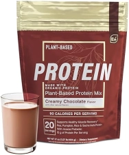 ESSENTIAL ELEMENTS  ORGANIC PLANT-BASED PROTEIN POWDER, CREAMY CHOCOLATE, VEGAN, SUGAR-FREE, KETO, PEA SACHA INCHI, 20 S