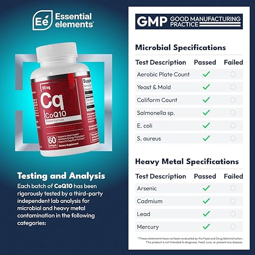 ESSENTIAL ELEMENTS COQ10 100MG SOFTGELS HEART, BRAIN VASCULAR SUPPORT SUPPLEMENT, 60 COUNT