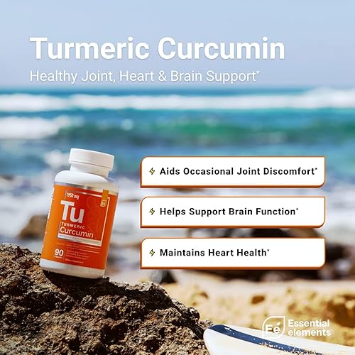 ESSENTIAL ELEMENTS TURMERIC CURCUMIN 1950MG WITH BIOPERINE, JOINT HEART SUPPORT, 90 CAPSULES