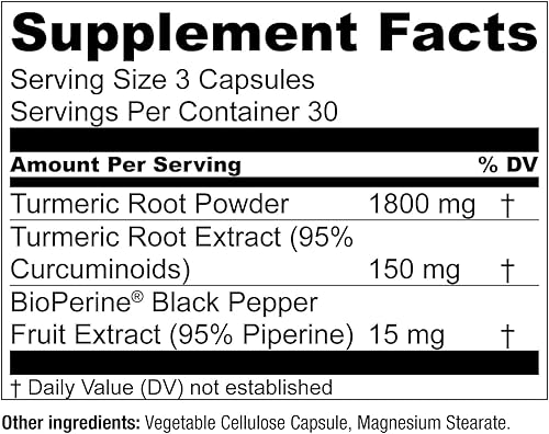 ESSENTIAL ELEMENTS TURMERIC CURCUMIN 1950MG WITH BIOPERINE, JOINT HEART SUPPORT, 90 CAPSULES