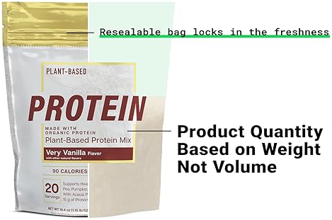 ESSENTIAL ELEMENTS PEA PROTEIN POWDER VANILLA VEGAN, LOW-CARB, KETO, GLUTEN-FREE, 18OZ, 20 SERVINGS