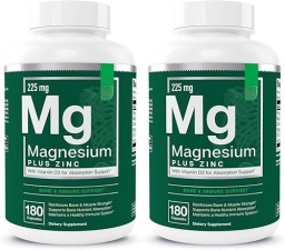 ESSENTIAL ELEMENTS  MAGNESIUM PLUS ZINC VITAMIN D3 TRIPLE STRENGTH FOR HEART, BONE MUSCLE SUPPORT, 360 CAPSULES