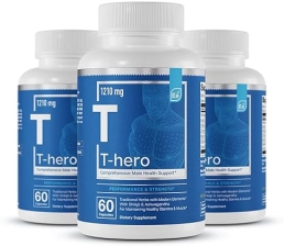 ESSENTIAL ELEMENTS T-HERO TESTOSTERONE SUPPORT FOR MEN ASHWAGANDHA, SHILAJIT 3 PACK 60 CT