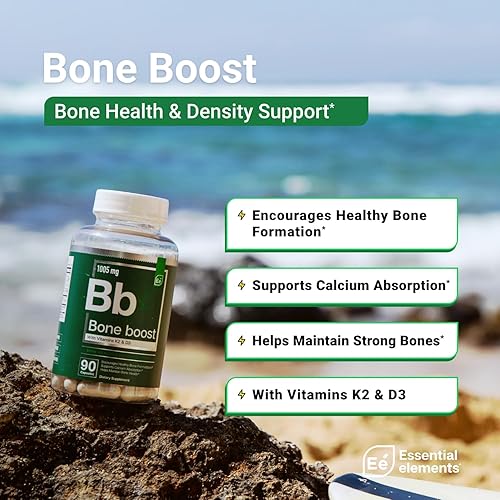 ESSENTIAL ELEMENTS  BONE BOOST SUPPLEMENT CALCIUM, VITAMIN D3, K2, CISSUS FOR BONE STRENGTH, 270 CAPSULES, 3-PACK