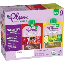 PLUM ORGANICS MIGHTY MORNING TODDLER FOOD, FRUIT VEGGIE POUCHES, 12 MONTHS, 4OZ, 8 PACK