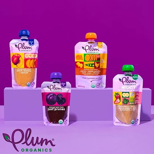 PLUM ORGANICS BABY FOOD POUCHES VARIETY PACK, 6 MONTHS, PEAR, MANGO, BANANA, PUMPKIN, 8X4OZ