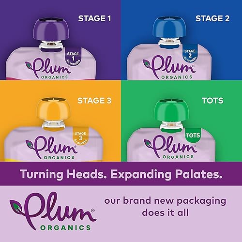 PLUM ORGANICS BABY FOOD POUCHES VARIETY PACK, 6 MONTHS, PEAR, MANGO, BANANA, PUMPKIN, 8X4OZ
