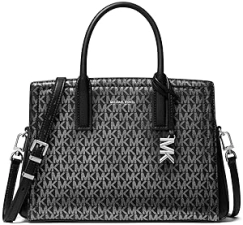 MICHAEL KORS LAILA MEDIUM SATCHEL FOR WOMEN DESIGNER HANDBAG, SHOULDER PURSE, LEATHER TOTE BAG