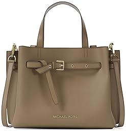 MICHAEL KORS EMILIA SMALL SATCHEL HANDBAG FOR WOMEN DESIGNER PURSE, LEATHER SHOULDER BAG