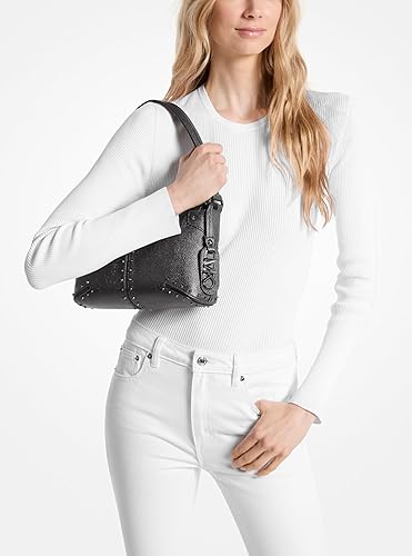 MICHAEL KORS ASTOR LARGE STUDDED POUCHETTE BAG DESIGNER LEATHER CLUTCH HANDBAG FOR WOMEN