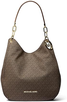 MICHAEL KORS LILLIE LARGE CHAIN SHOULDER BAG DESIGNER LEATHER PURSE FOR WOMEN, BLACK HANDBAG