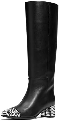 MICHAEL KORS MATILDA WOMENS MID CALF BOOTS WITH TOE CAP STYLISH DESIGNER LEATHER FOOTWEAR
