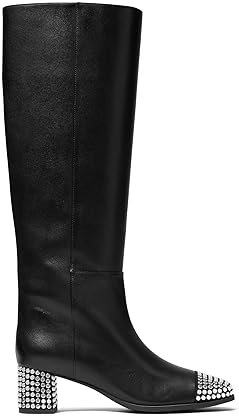 MICHAEL KORS MATILDA WOMENS MID CALF BOOTS WITH TOE CAP STYLISH DESIGNER LEATHER FOOTWEAR