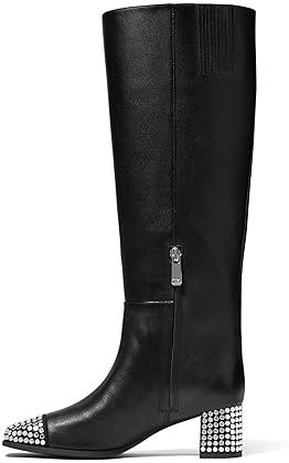 MICHAEL KORS MATILDA WOMENS MID CALF BOOTS WITH TOE CAP STYLISH DESIGNER LEATHER FOOTWEAR